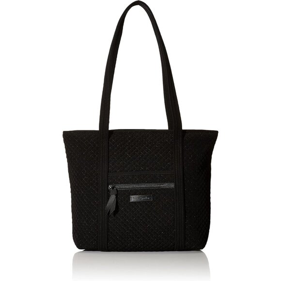Handbags - Women's Black Microfiber Vera Tote Bag Small Stylish Everyday Carry
